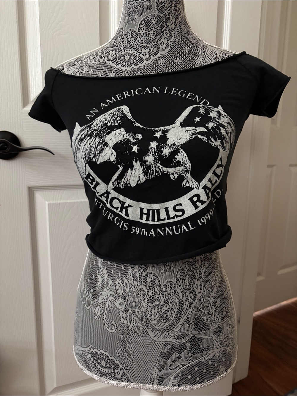Black Graphic Crop Top - Black Hills Rally